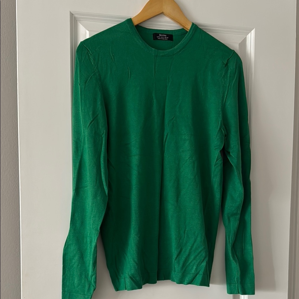 Bershka Vibrant Green Crewneck Sweater